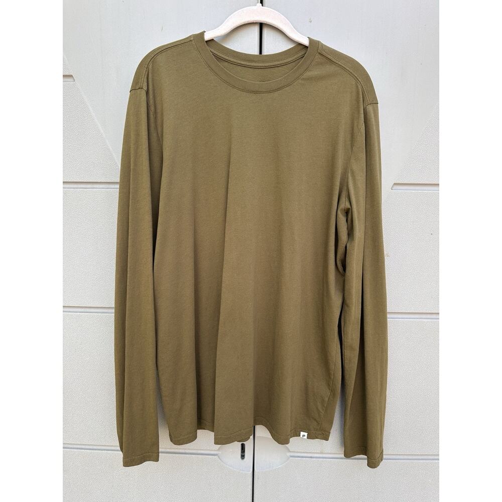 Pact Men's Organic Cotton Long Sleeve Green Crewneck T-Shirt Sz L Outdoors Basic